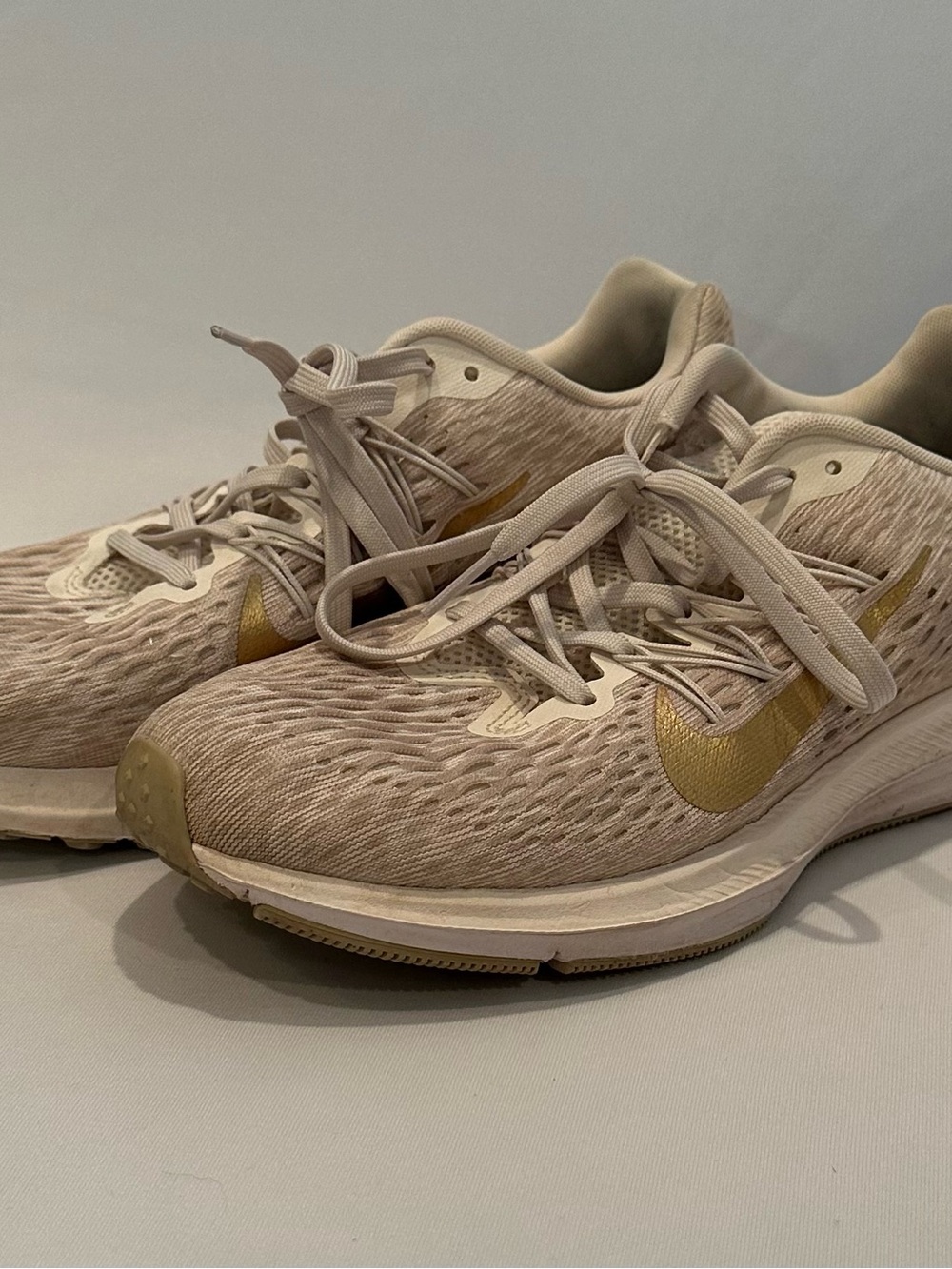 Nike Beige and Gold Women's Running Sneakers
